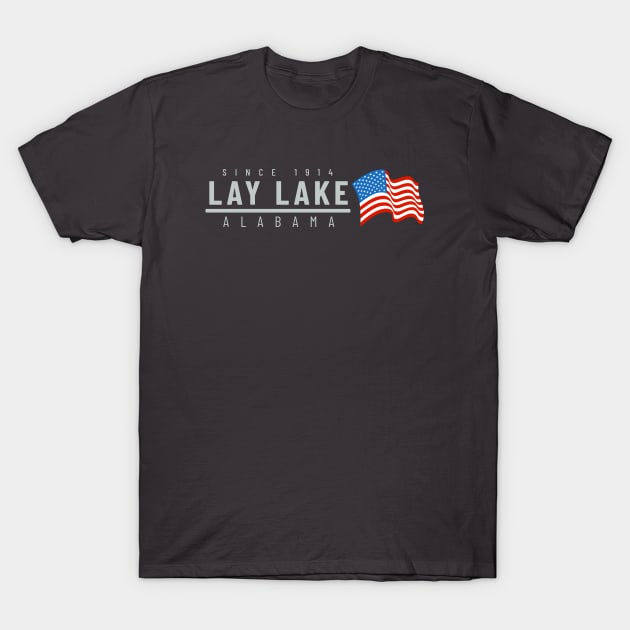 Lay Lake USA - light text T-Shirt by Alabama Lake Life